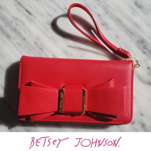 Betsey Johnson Handbags - Betsey Johnson Red Bow Wristlet Wallet Clutch NWT
